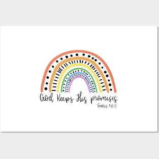 Bible Verse Rainbow - God Keeps His Promises Posters and Art